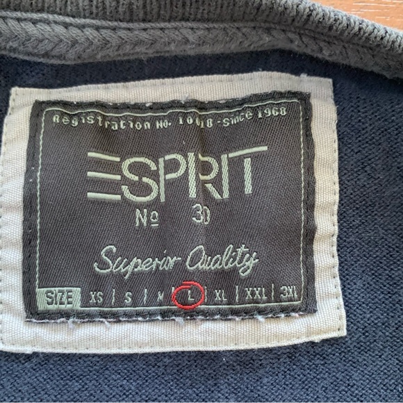 Esprit no. 30 sweater men’s size Large striped gray and red - Picture 3 of 5
